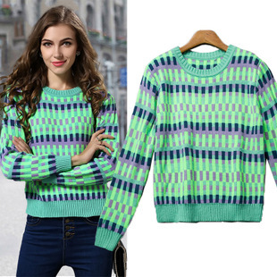 批發采購女式針織衫-模特實拍 歐美秋裝新款女裝毛衣女外套圓領套頭打底衫針織衫批發.